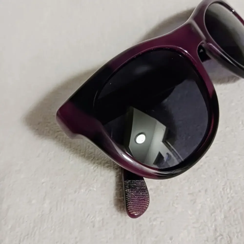 Burberry Sunglasses Tortoiseshell PURPLE BLACK Round Cat Eye Gray Lens Authentic